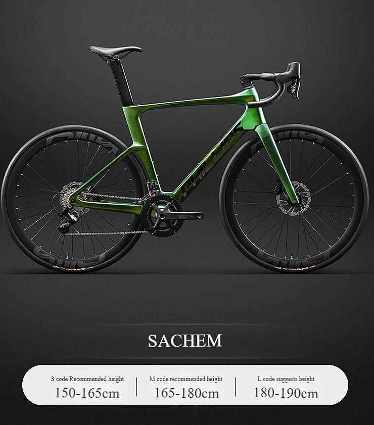 2025 New Ultra-Light Carbon Fiber Road Bike Fast Racing Bicycle with Hydraulic Disc Brakes 16/24-Speed Gear Shift Drop Handlebar