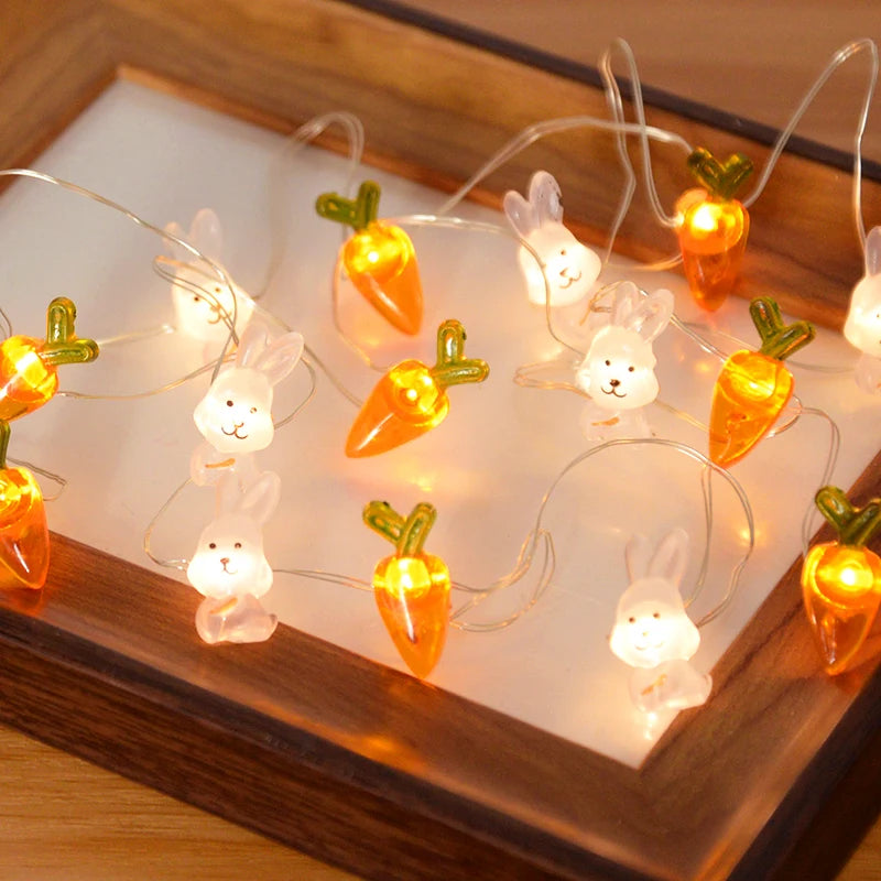 2M 20LED Easter Rabbit String Light Carrot Chick Eggs Fairy Light Garland Happy Easter Party Decoration For Home Kids Gift 2025 - Lootquake