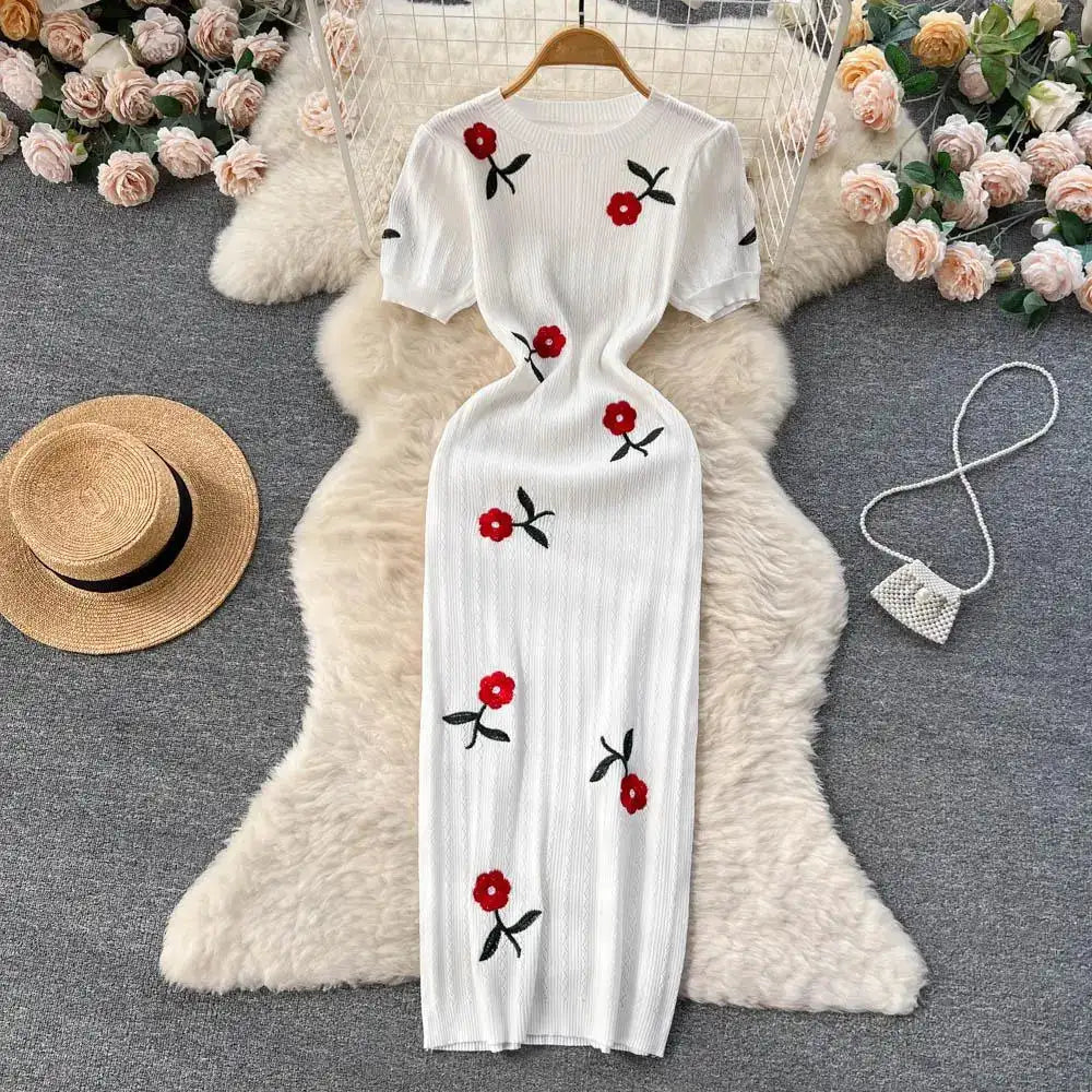 Crochet Dresses Knit Cut Out Dress Jurk Dames Beach Dresses for Women 2023 Short Sleevel Female Vestidos Mujer Maxi Long Dress - Lootquake