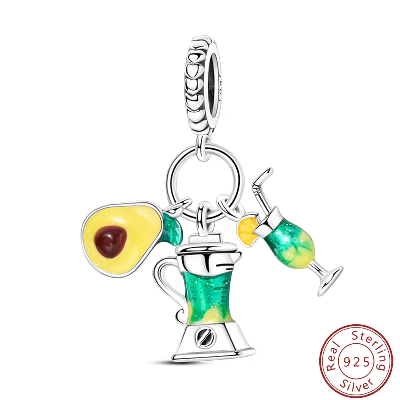 Ensemble de trois breloques en argent sterling S925, perles de 3 mm, motif princesse, golf, hamster, appareil photo, voyage, fabrication de bijoux fins