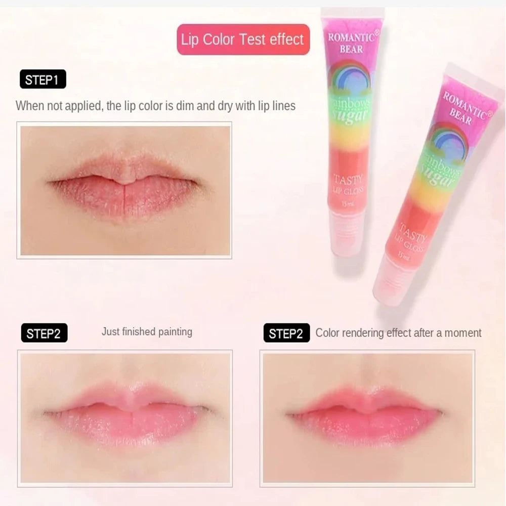 Rouge à lèvres sexy et pulpeux, brillant à lèvres transparent, baume à lèvres fruité arc-en-ciel, teinte brillante pour les lèvres, base de maquillage pour la bouche, rouge à lèvres, maquillage tendance
