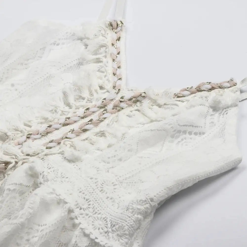 Vestido largo bohemio de verano para mujer, con encaje, cuello en V, mangas acampanadas, sexy, para fiesta, playa, boda