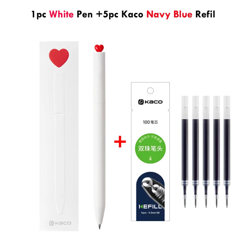 Juegos de bolígrafos de gel KACO, útiles escolares y de oficina para niños, de 0,5 mm de alta capacidad, con forma de corazón o signo del zodiaco, artículos de escritura, regalos de amor, artículos bonitos.