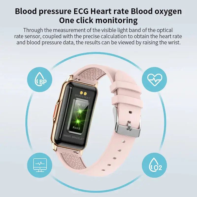 For Android IOS Smart Bracelet Women Smartwatch Men Heart Rate Blood Oxygen Waterproof Sport Smart Band Watch For Ladies +Gift - Lootquake