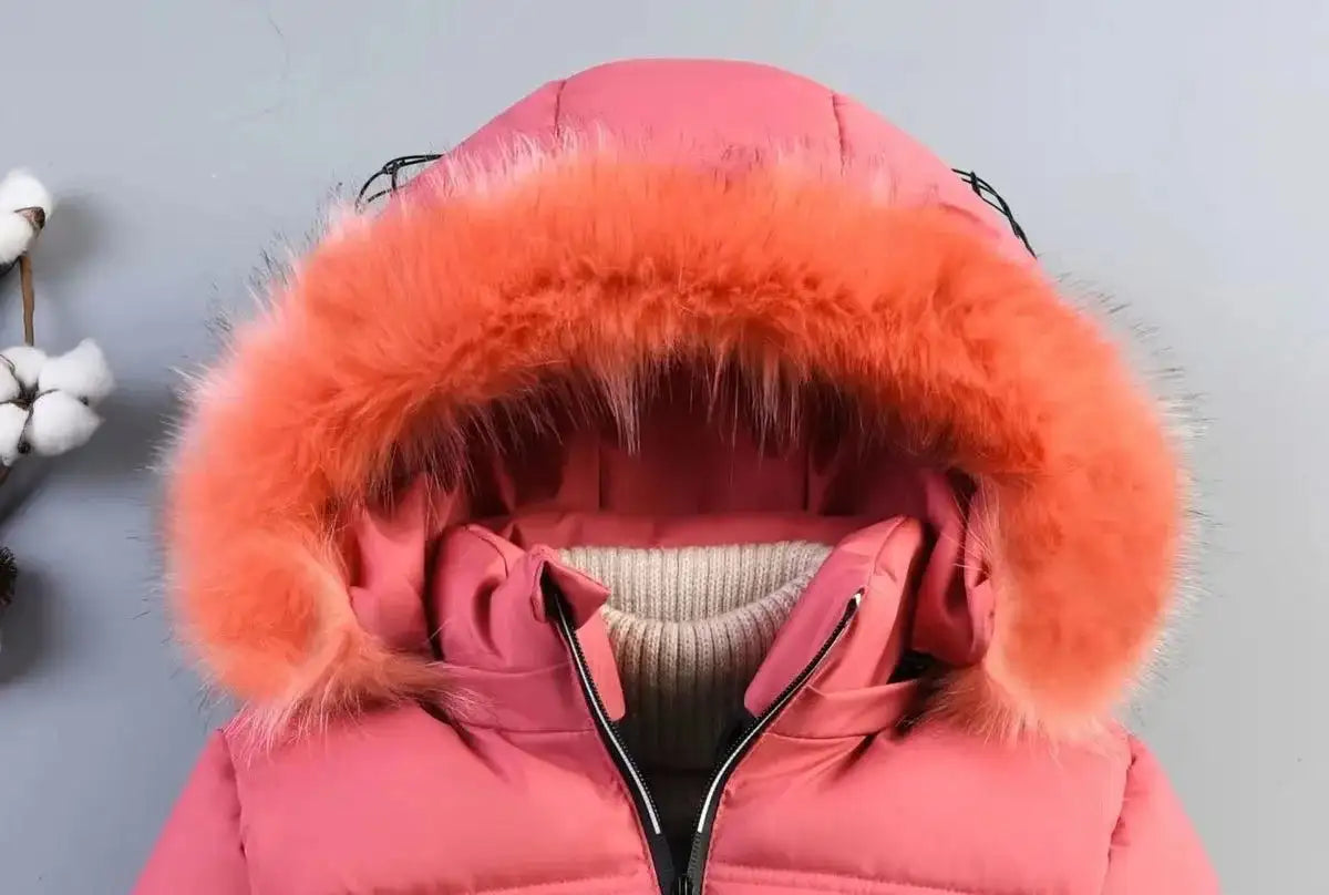 4 Color Big Size Winter Keep Warm Long Style Girls Jacket Teenage Thick Heavy Cold-proof Hooded Windbreaker Coat For Kids - Lootquake