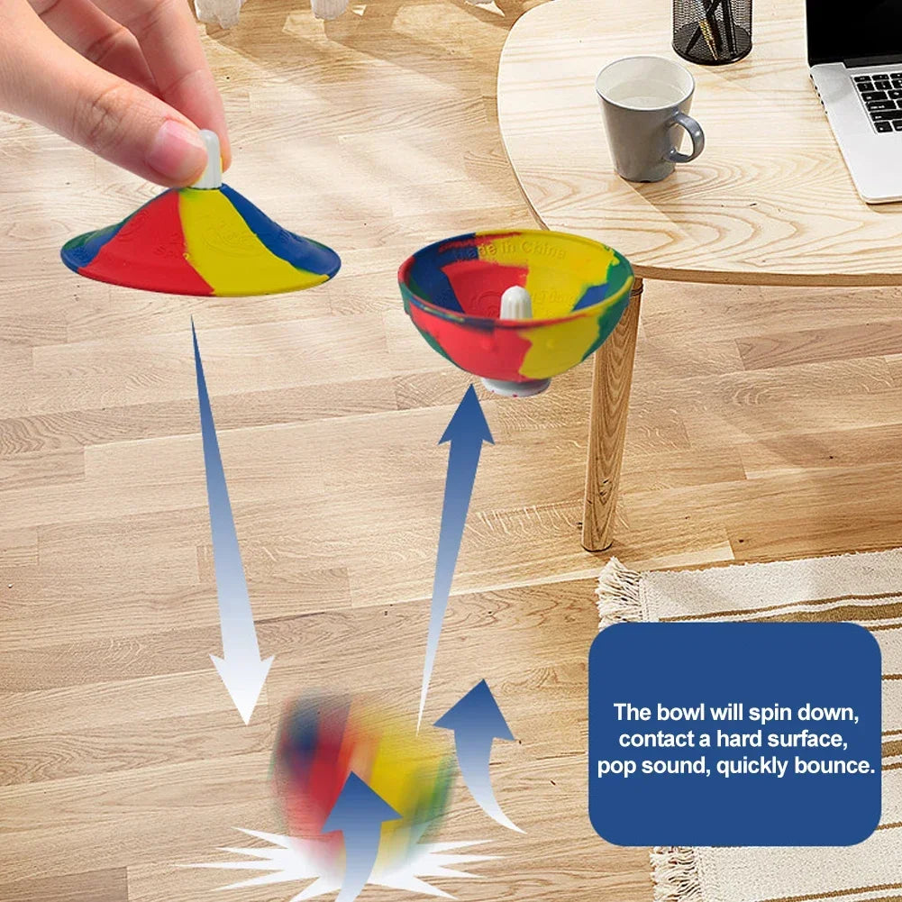 Hip Hop Pops Rubber Anti Stress Bouncing Ball Bounce Novel Fidget Toys Spinner Bowl Spinning Top Jumping Popper Ball for Kid Toy - Lootquake