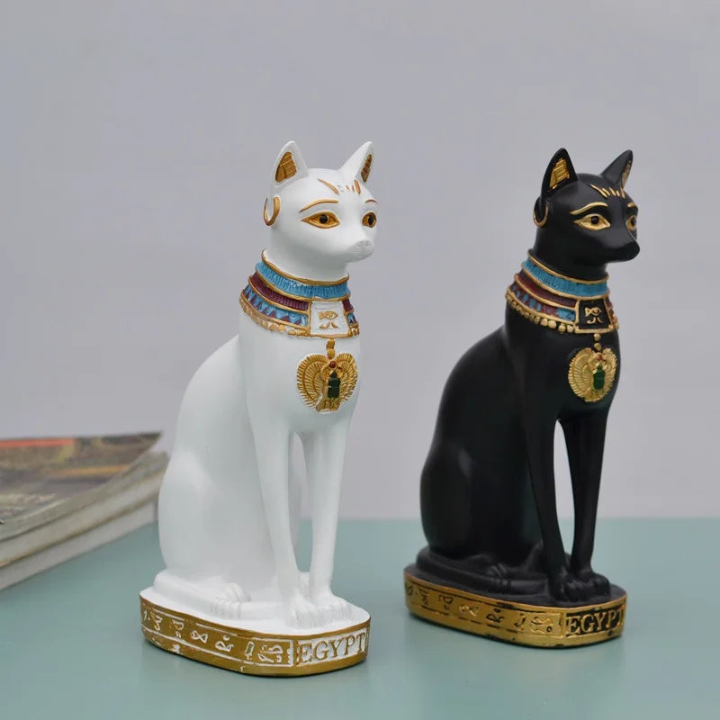 Preciosa estatua con forma de gato egipcio, estilo retro de dibujos animados, para decoración de escritorio de coche, miniaturas, animales, manualidades para el hogar, adorno.