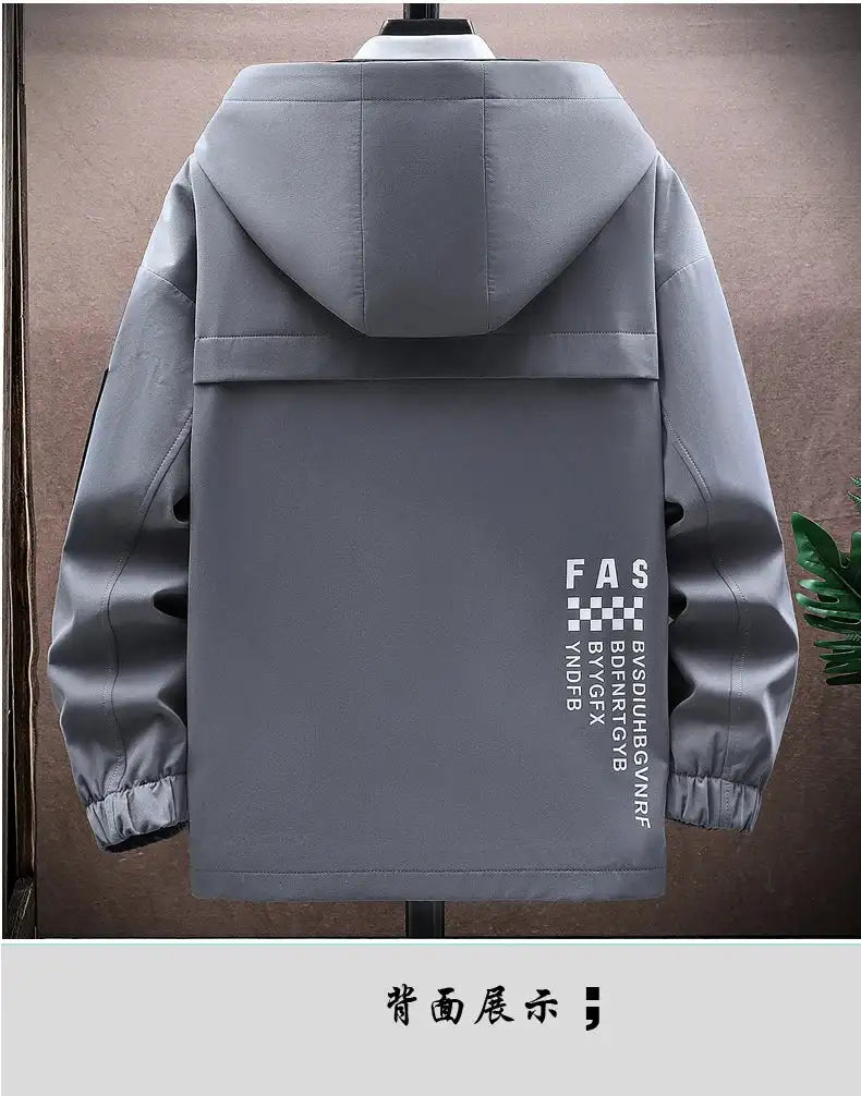 Autumn trend Hoodie Jackets Men Windbreaker Jacket Hip Hop Solid Color Outdoor Sports Hooded Coats Men Clothing - Lootquake