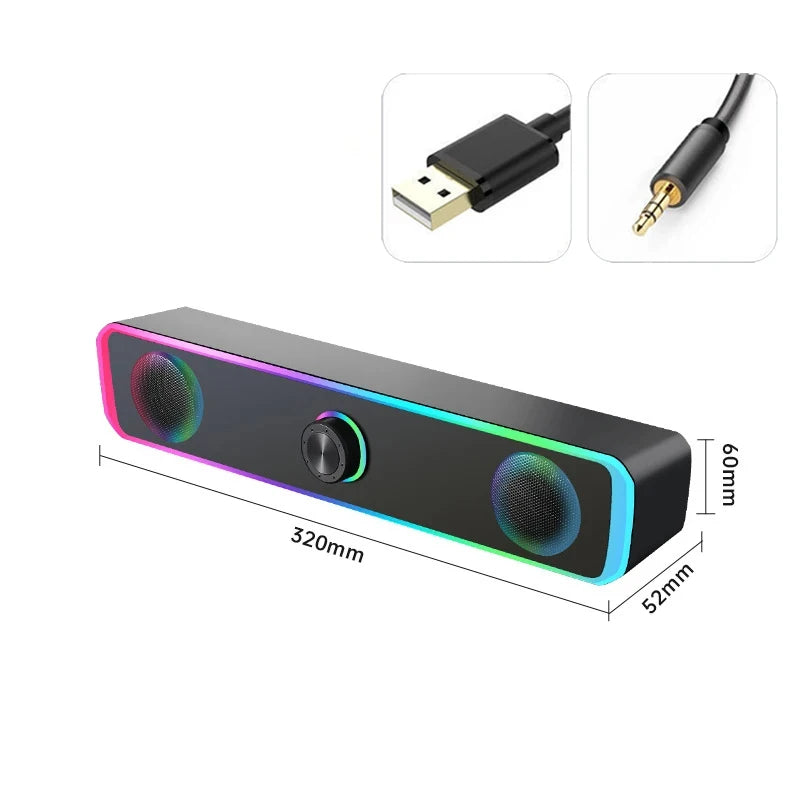 Bluetooth Speaker 4D Surround Soundbar Wired Computer Speakers Stereo Subwoofer Sound Bar for Laptop PC Theater TV Aux 3.5mm