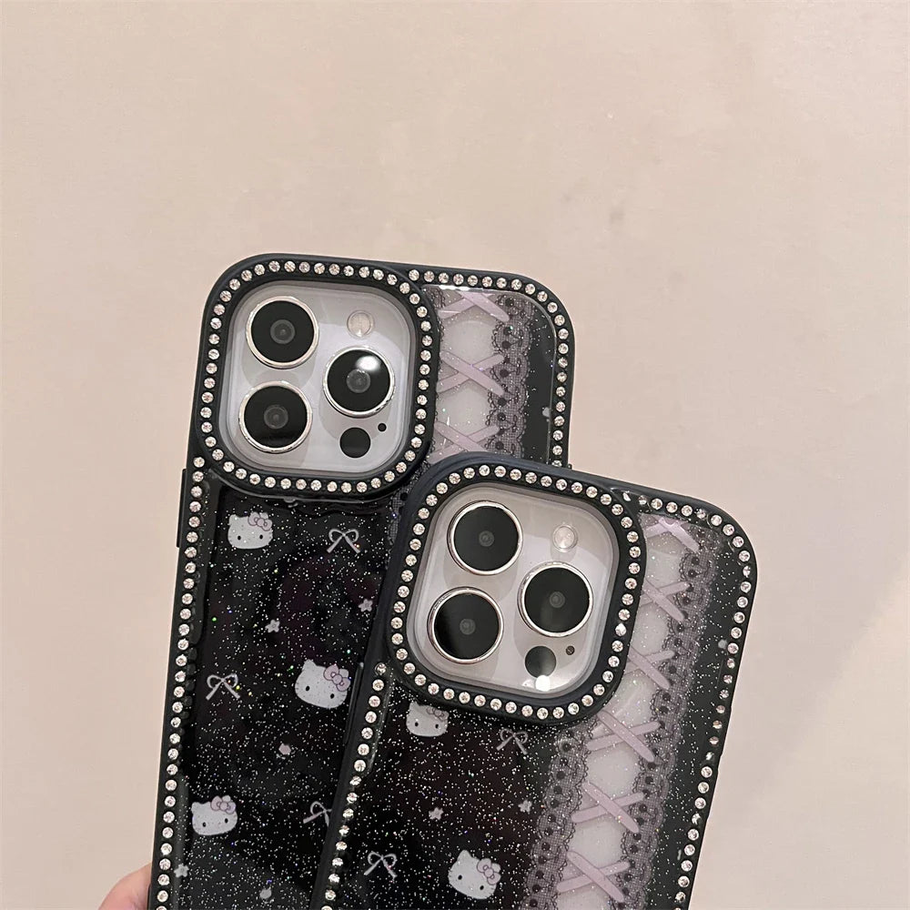 Funda para teléfono con estampado de encaje negro