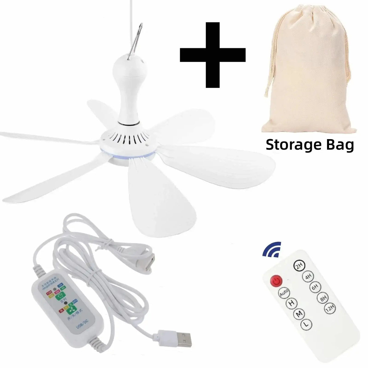 Silent 6 Leaves USB Powered Ceiling Canopy Fan with Remote Control Timing 4 Speed Hanging Fan for Camping Bed Dormitory Tent New - Lootquake