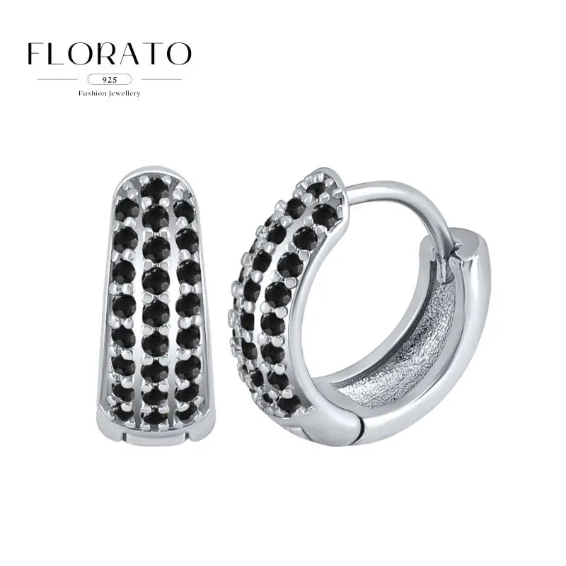 925 Sterling Silver Needle Micro-set Half Circle Zircon Hoop Ear Buckle Geometric Luxury Earrings Fashion Jewelry Gift Wholesale - Lootquake