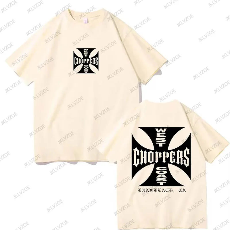 West Coast Choppers Cross Frame Print Women Tshirt Hip Hop Streetwear T-shirts Fashion Tees Short Sleeve Oversized Unisex Tops - Lootquake