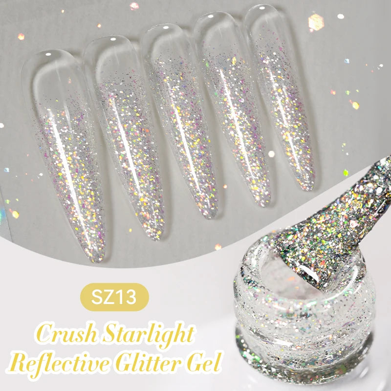 BORN PRETTY 10ml Reflective Glitter Gel Nail Polish Carat Mirage Sparkling Color Shine UV LED Soak Off Semi-Permanant Varnish