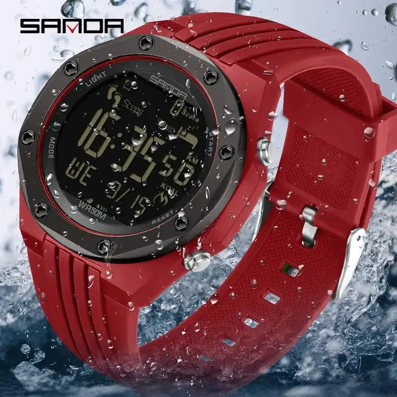 SANDA 6117 New 2023 Step Calorimeter Single Display Electronic Watch Simple Nightlight Waterproof Sports Electronic Watch - Lootquake