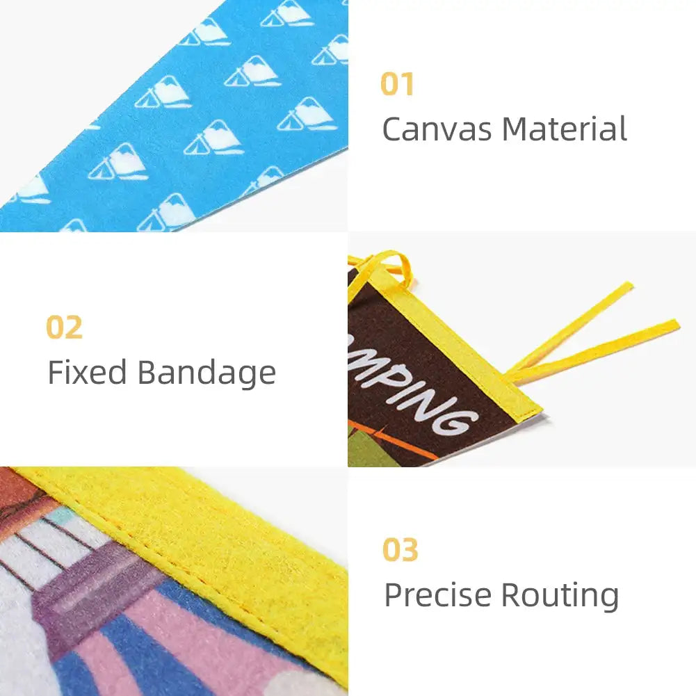 Outdoor Camping Tent Pennant Flags Picnic Canopy Atmosphere Decorations Camp Hanging Flags Holiday Scene Felt Bunting - Lootquake