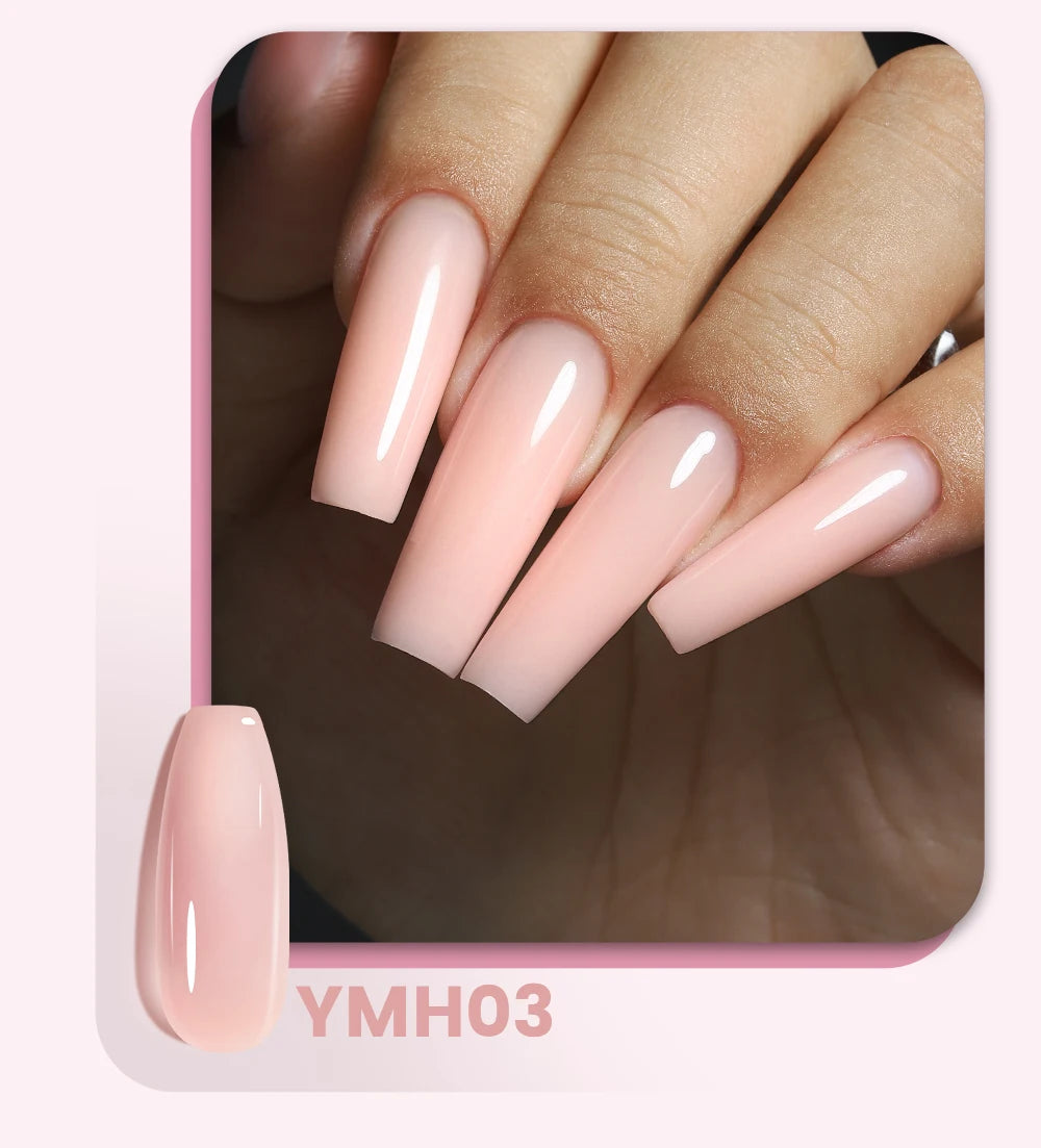 Esmalte de uñas en gel YOKEFELLOW de 15 g, color rosa nude, transparente, para construcción, extensión, remojo, UV LED, acrílico.