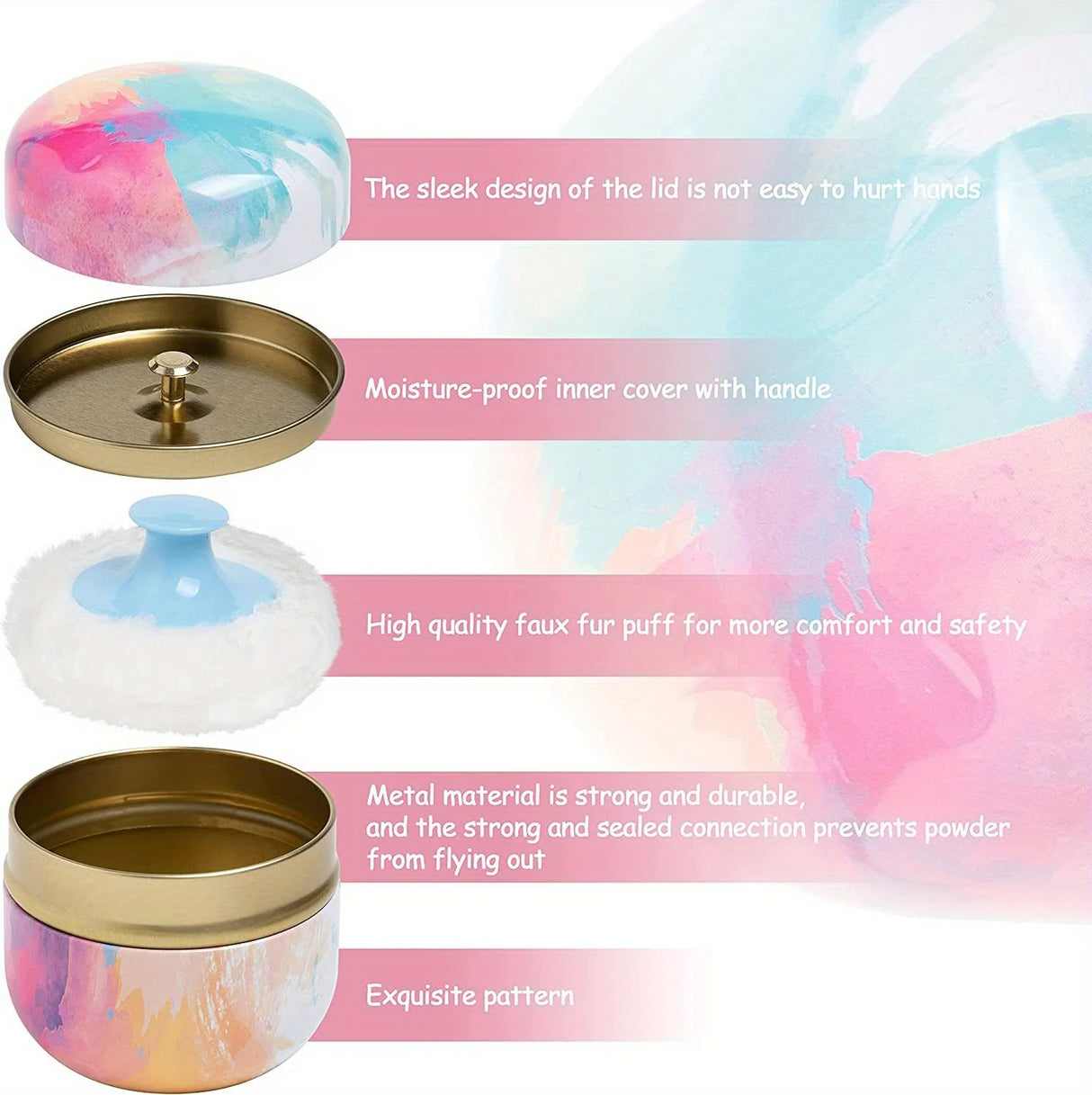 Powder Puff and Powder Container for Body Dusting Powder Case with Puff fo Women Loose Powder Containers with Puff for Travel