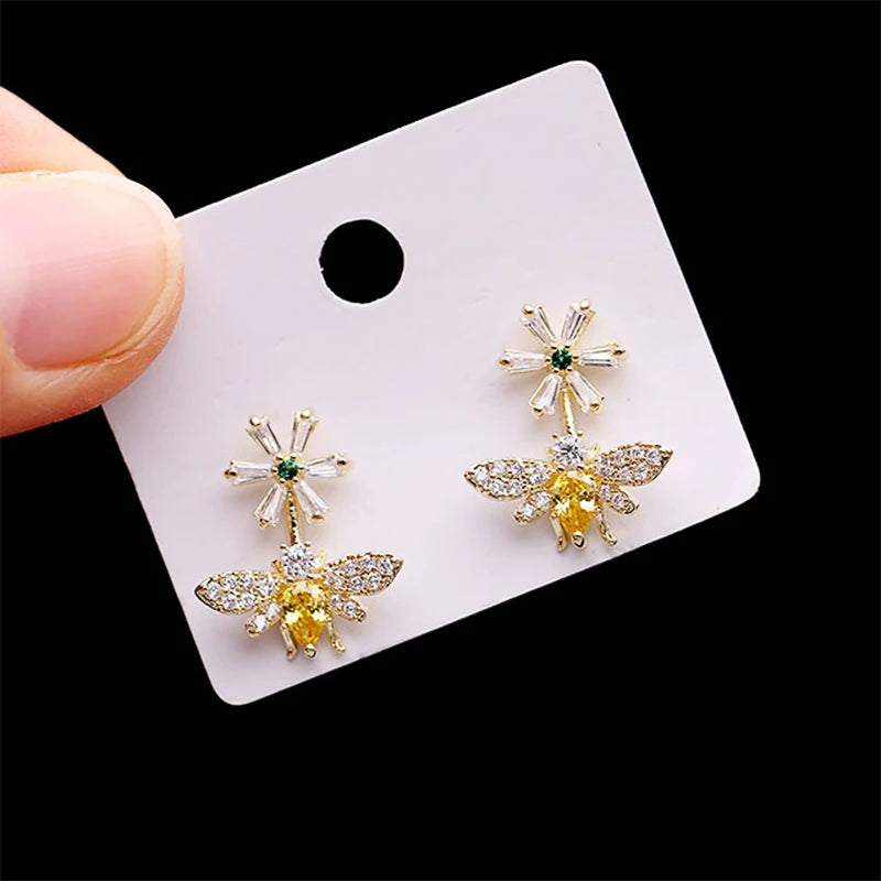 Huitan Delicate Bee Earrings Women for Wedding Engagement Good Quality Ear Accessories Dance Party Funny Earrings Trendy Jewelry - Lootquake