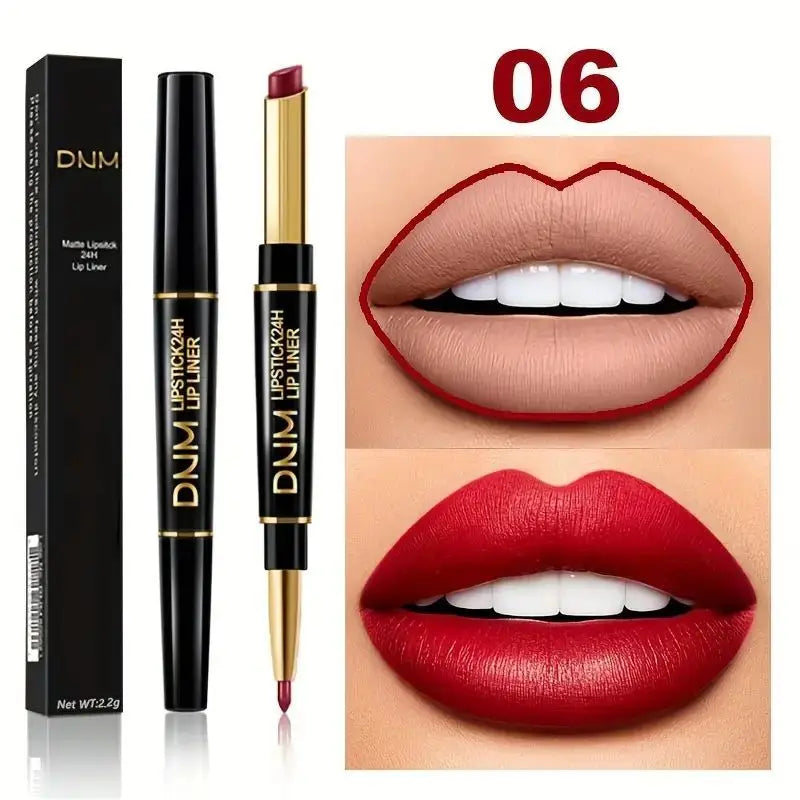 12 Colors Double-Ended Lipstick & Lip Liner Pencil,Waterproof, Non-Stick, Long Lasting,Make Natural Makeup Effect for All Skin