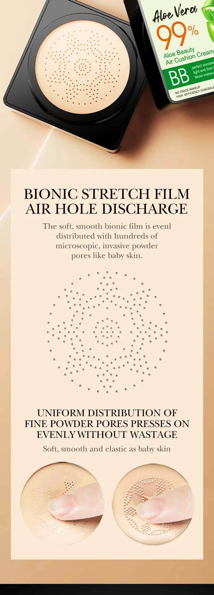 Coussin d'air CC Crème Fond de teint tête de champignon Hydratant Longue tenue Cosmétiques visage Éclaircissant naturel Base de teint Maquillage