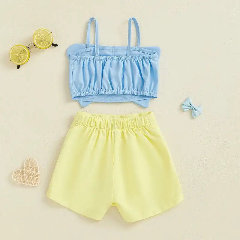 Adorable Baby Girl Sleeveless Top and Shorts Set with Cute Butterfly Print for Summer Outfit 2 Pieces Set - Lootquake