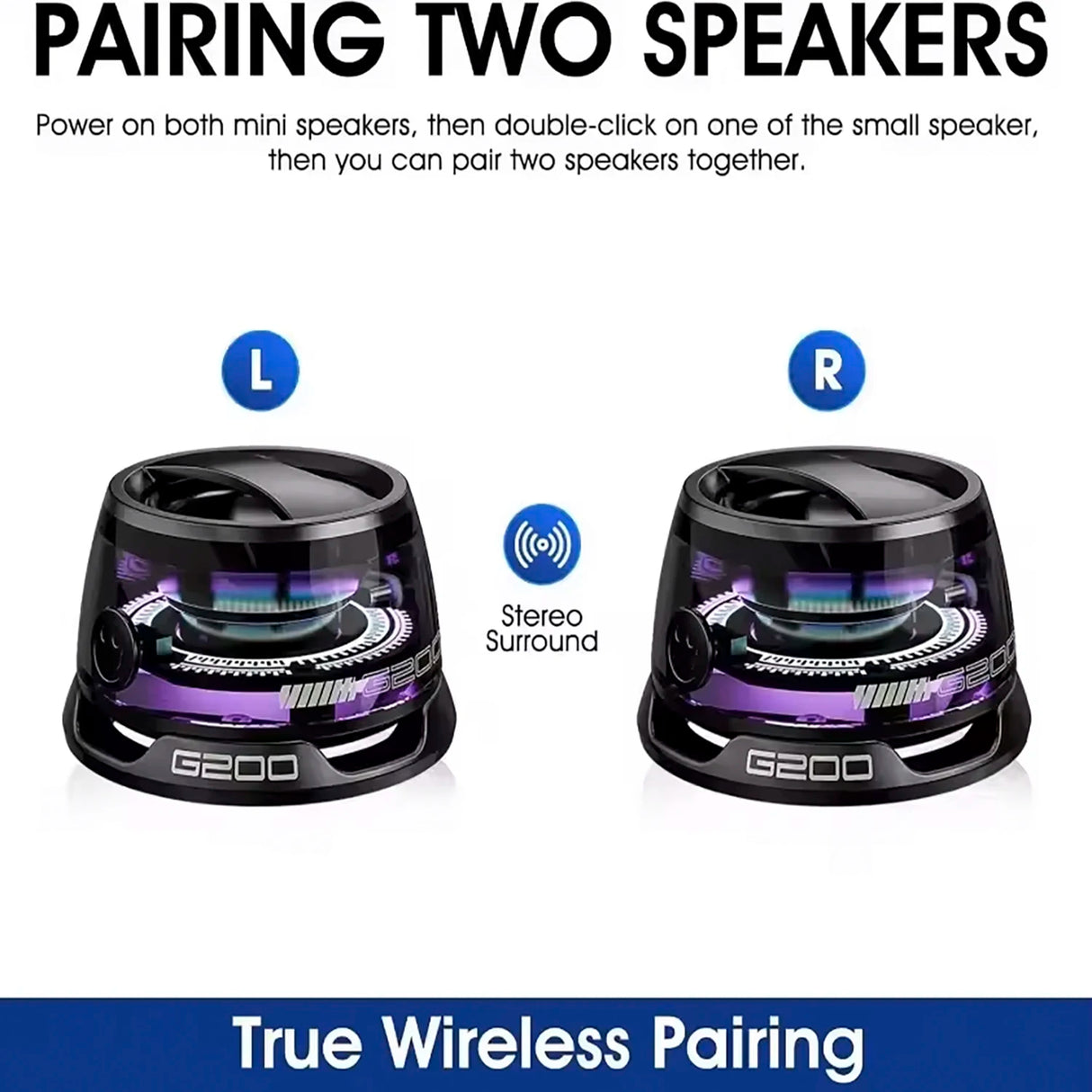 Minialtavoz Bluetooth portátil G200 con iluminación RGB, altavoz magnético BT5.3, minicaja de sonido, 7 horas de reproducción, soporte para teléfono, novedad de 2025