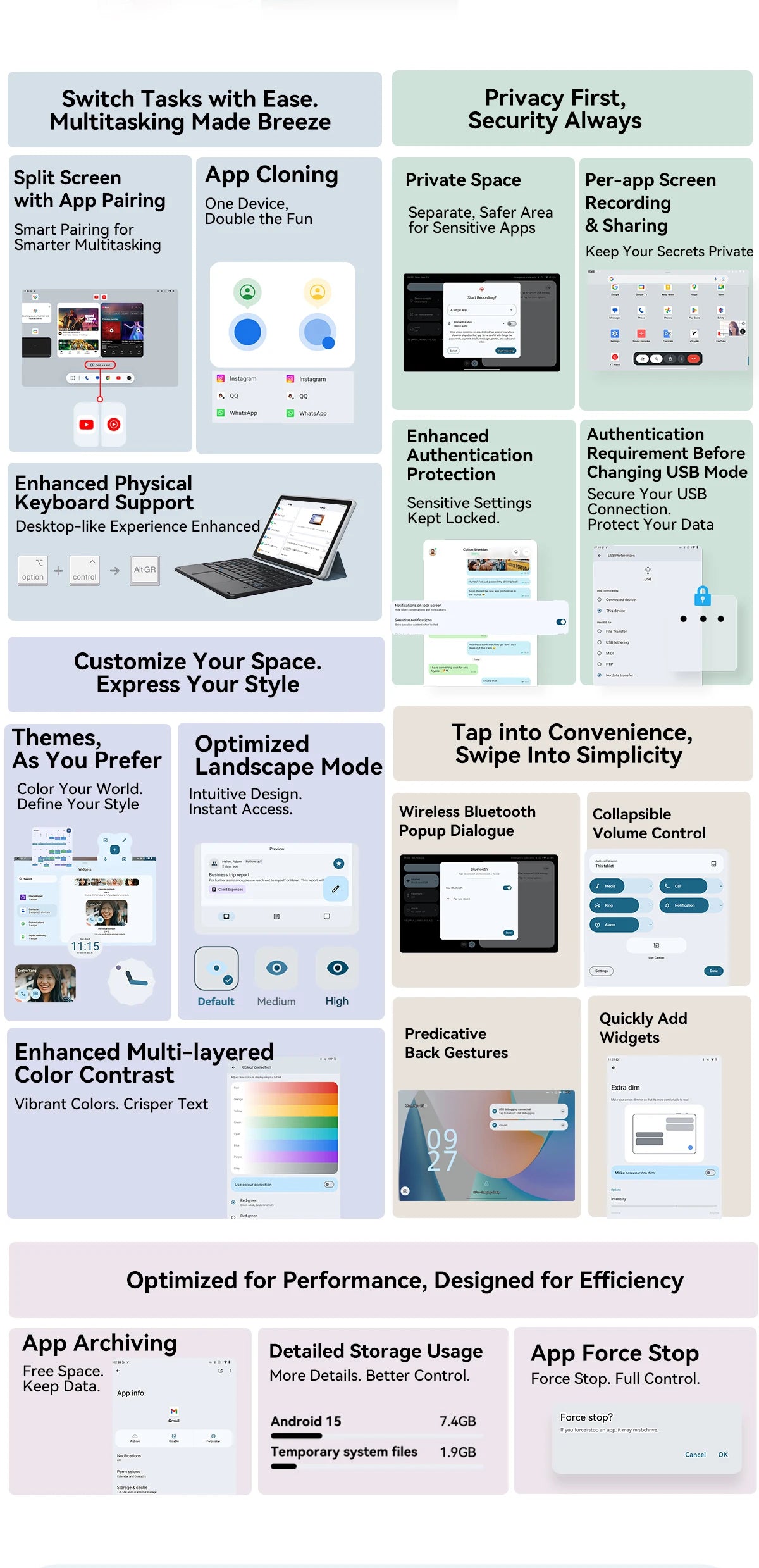Tablettes Blackview MEGA 2 12 pouces 2K écran Widevine L1 24 Go (8 + 16) Android 15 256 Go 9000 mAh AI caméra principale Pad PC