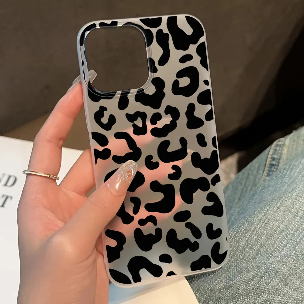 Funda para iPhone con estampado de leopardo negro