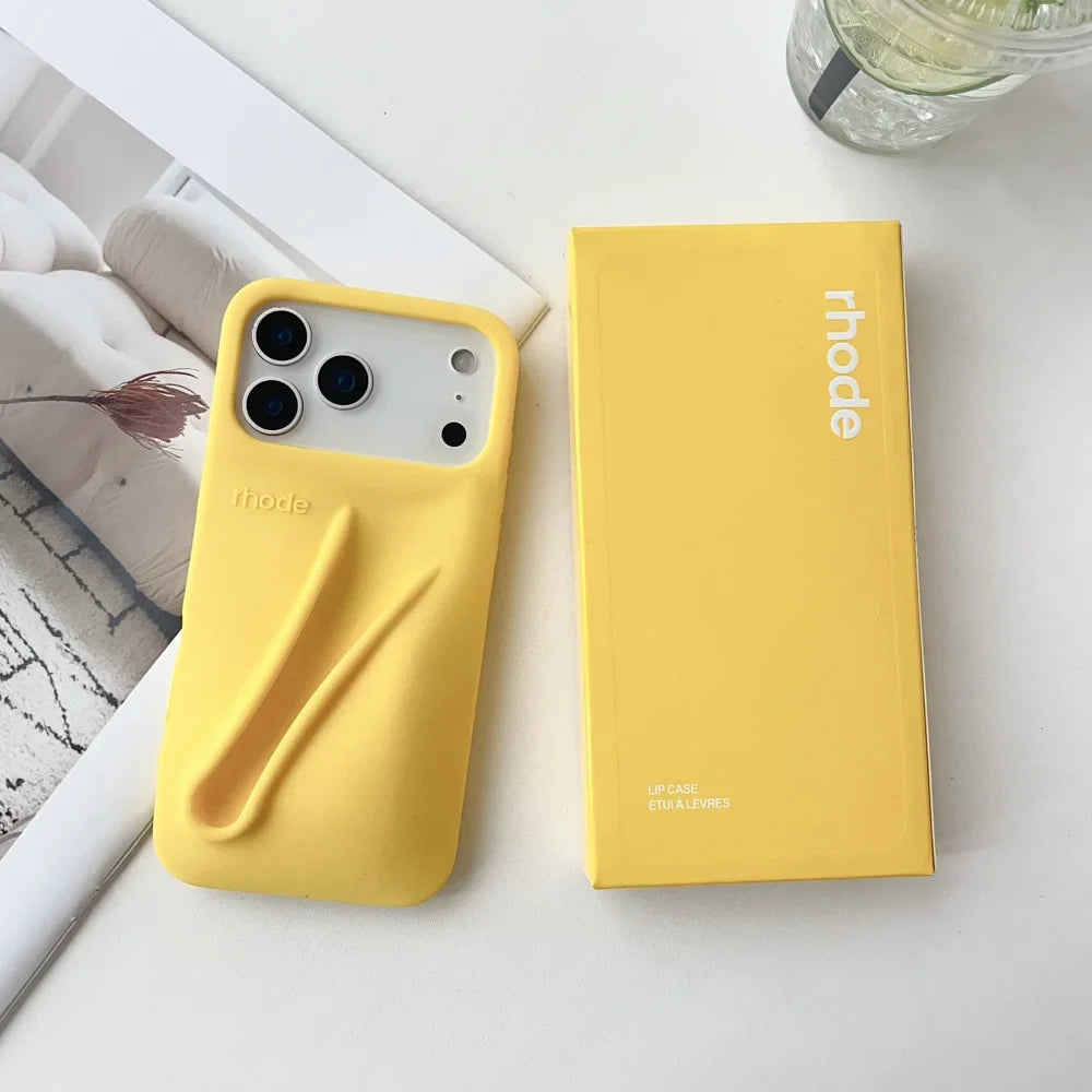 Funda para teléfono Rhode con diseño de labios, funda de silicona suave con caja