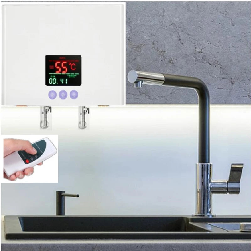 Chauffe-eau instantané 110 V 220 V pour cuisine et salle de bain, montage mural, électrique, affichage LCD de la température, avec télécommande