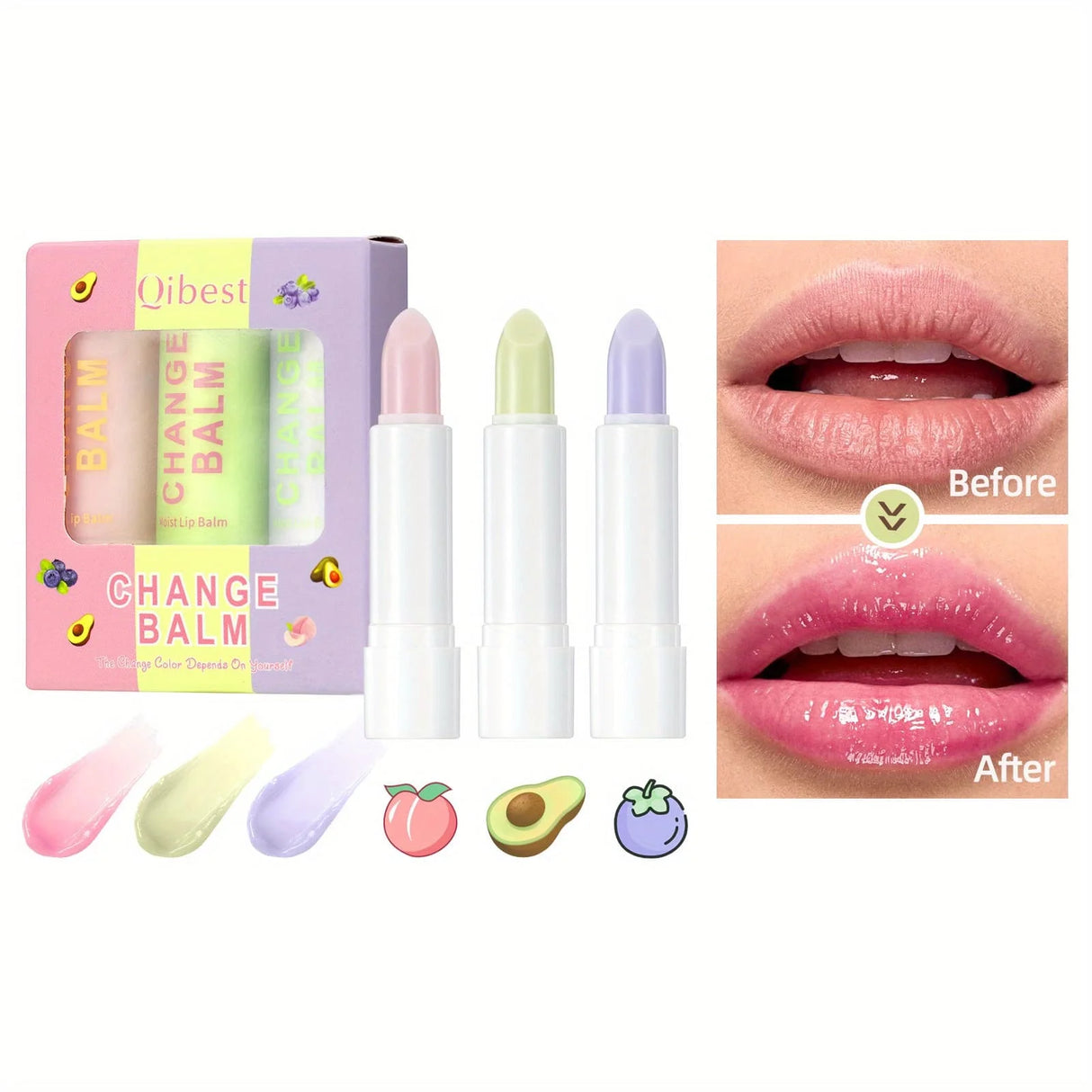 3 juegos de labiales que cambian de color, duraderos, hidratantes, calmantes y reparadores para labios secos.