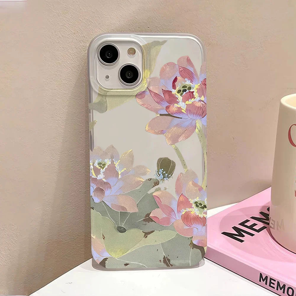 Funda de flores para iPhone, translúcida, fina y sedosa.