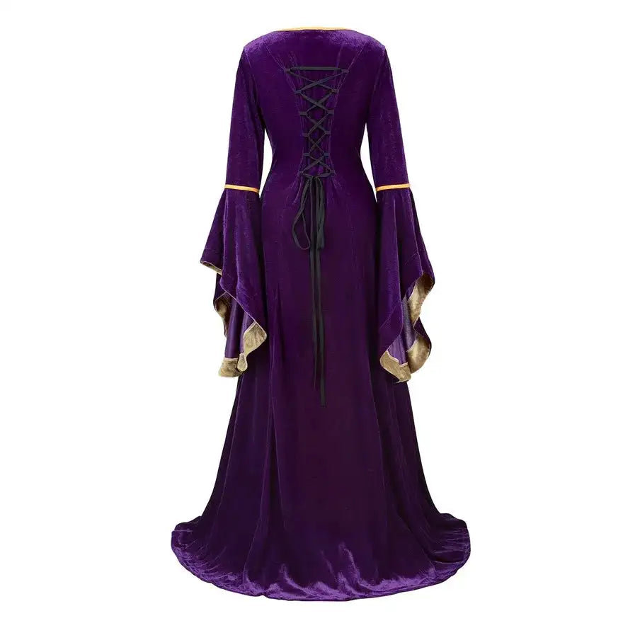 Medieval Renaissance Velvet Long Dress Women Victorian Retro Fancy Gown Halloween Cosplay Costume Plus Size - Lootquake