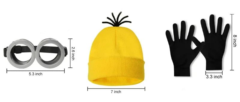 Halloween Cosplay Costumes Small Yellow Hat Knitted Hat Gloves Cos Suit Props Party Show Parent-child Gift Novelty Glasses Kids