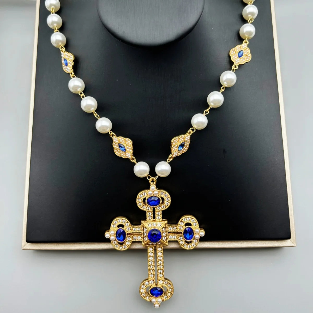 Cross Pendant Necklace with pearl Female Silver 925 and steel Jewelry For Women Fashion girls - Lootquake