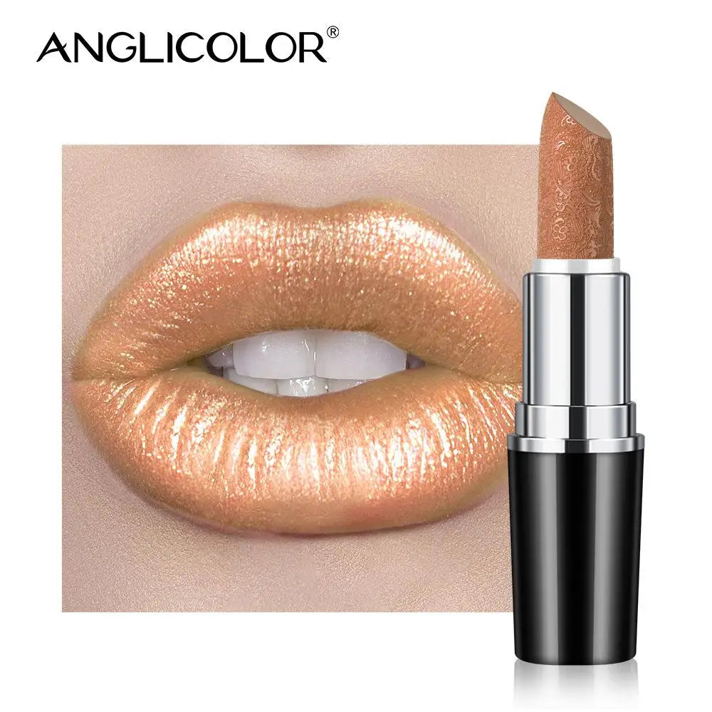 Fine Glitter Lipstick, Quicksand Gold Lipstick Non-sticky Non-fading Lipstick Pearlescent Long-lasting Silky Mermaid Lipstick