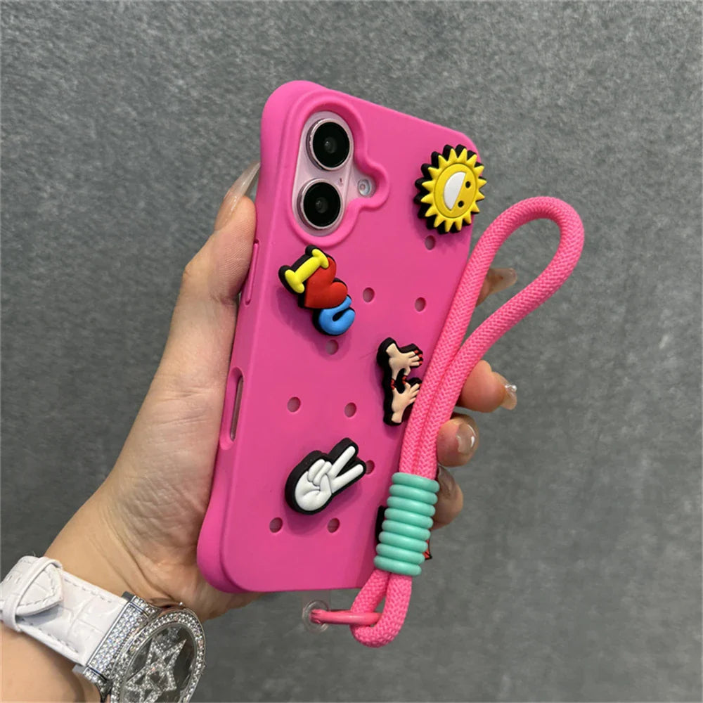 Funda blanda de silicona líquida con agujeros para iPhone