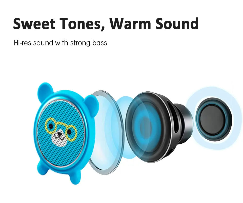 Enceinte Bluetooth sans fil pour animaux, mini haut-parleurs Hi-Fi, son TWS, pour l'extérieur ou le bureau, maison, bébé panda