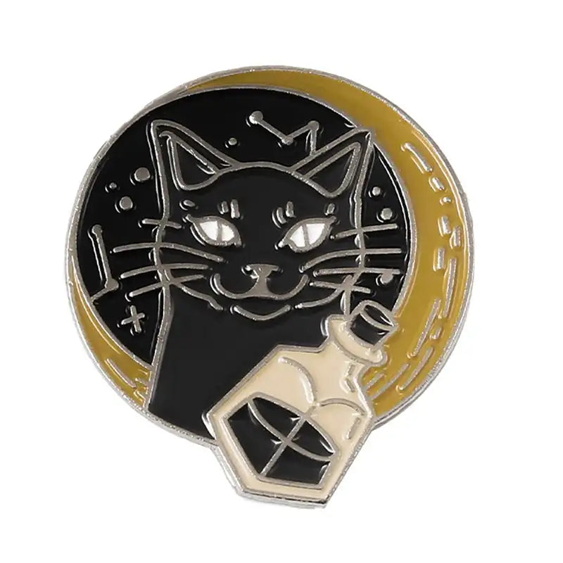 Punk Style Brooch Skull Rose Heart Brooch Halloween Cat Head Compass Wizard Hat Black Cat Alloy Brooches Enamel Badge Lapel Pins