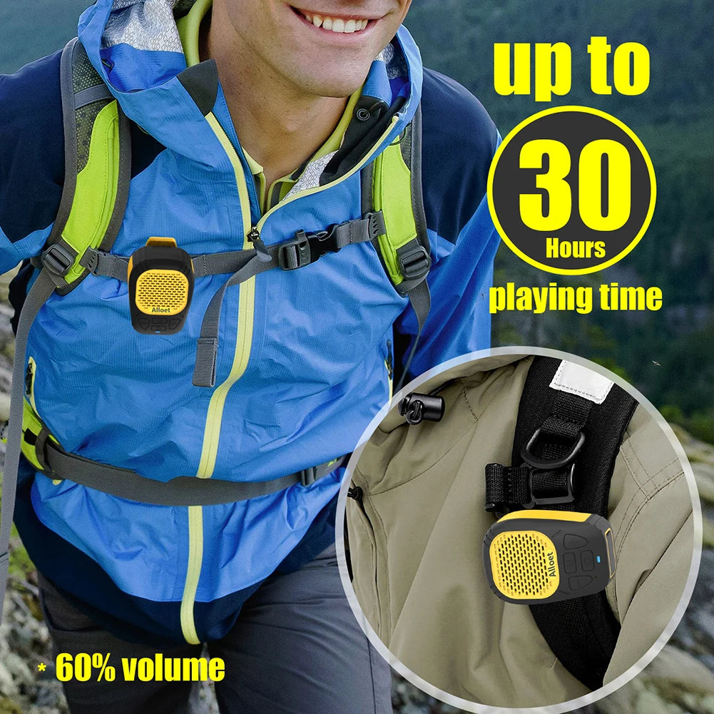 Altavoz portátil inalámbrico con Bluetooth 5.3 y correa magnética con clip, pequeño para ciclismo y senderismo.