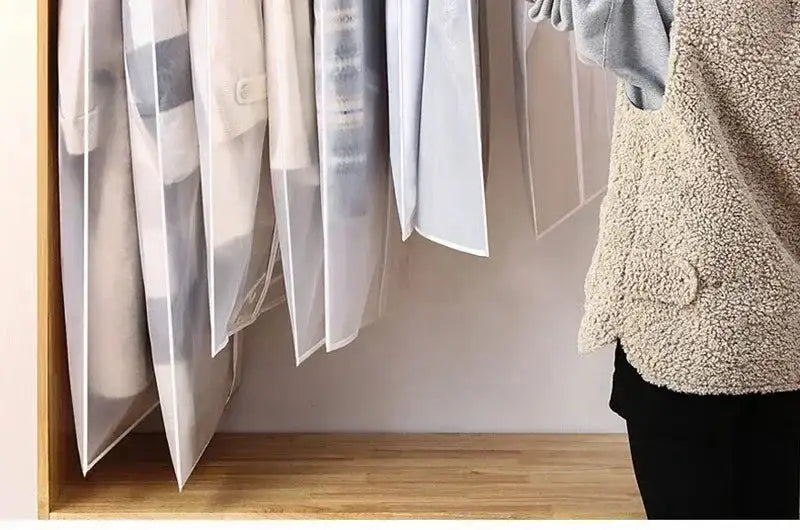 Dustproof Clothes Dust Cover Long Dress Suit Coat Dust Cover Closet Case Garment Storage Bag Clothes Wardrobes Hanging Organizer - Lootquake