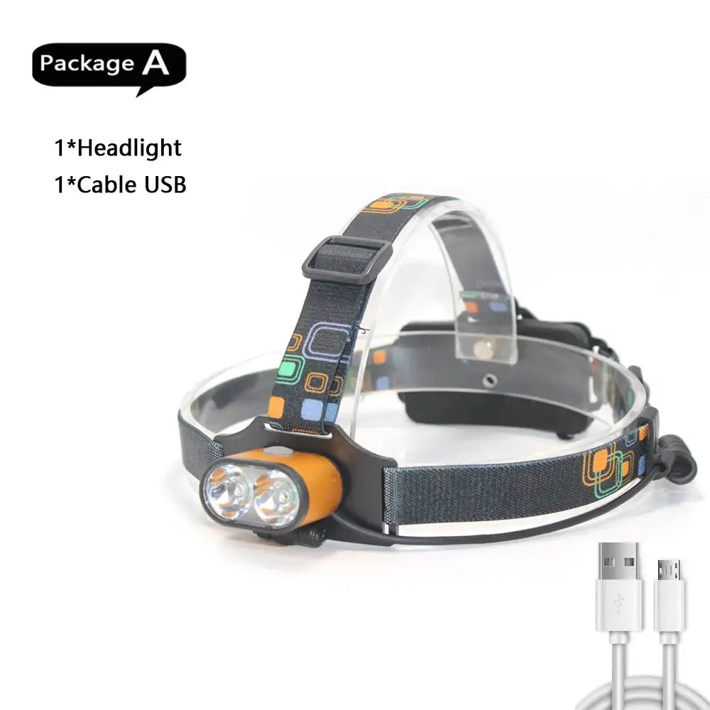 8000 lumen T6 Led lighting 2*T6 USB Hunting Headlamp Fishing Head light headlight Bike lights 3 Modes LED Headlight - Lootquake