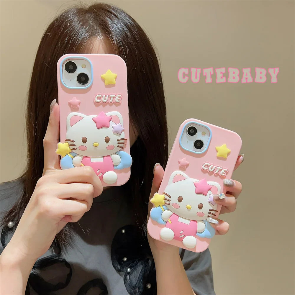 Funda de silicona para teléfono con dibujos de Hello Kitty