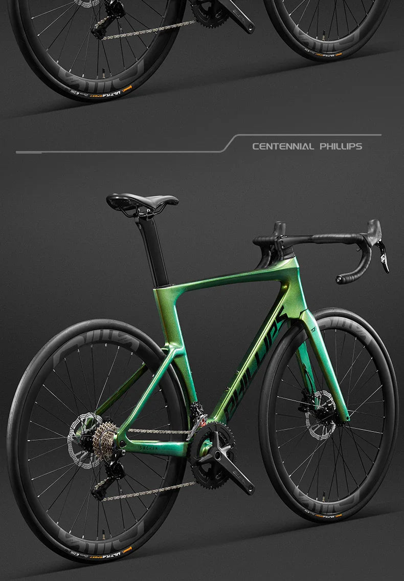 2025 New Ultra-Light Carbon Fiber Road Bike Fast Racing Bicycle with Hydraulic Disc Brakes 16/24-Speed Gear Shift Drop Handlebar