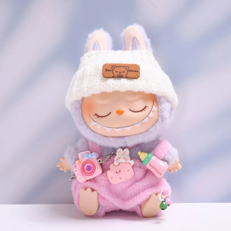 Pour poupées Labubu de 15 à 17 cm, vêtements, tenue, bouteille, salopette, chapeau, accessoires, décoration mignonne (sans poupée)