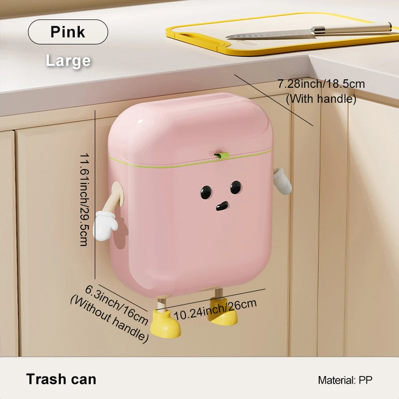 Compost Bin Kitchen for Counter Top or Under Sink, Plastic Hanging Trash Can with Lid, Wall Mounted Garbage Can for Bathroom,