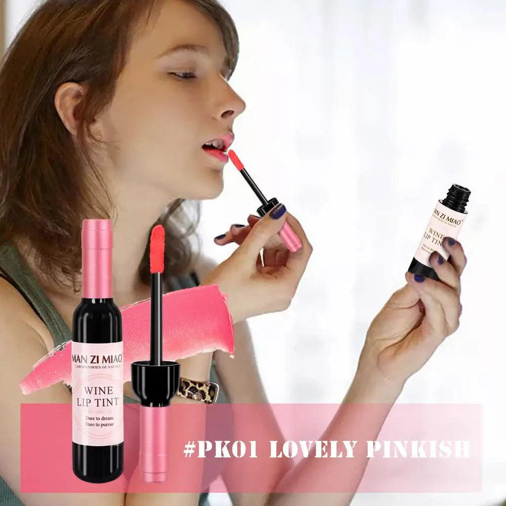 Lápiz labial color vino, tinte labial rosa bebé, brillo labial líquido mate Lipgross, tinte labial resistente al agua de larga duración, lápiz labial antiadherente en vaso.