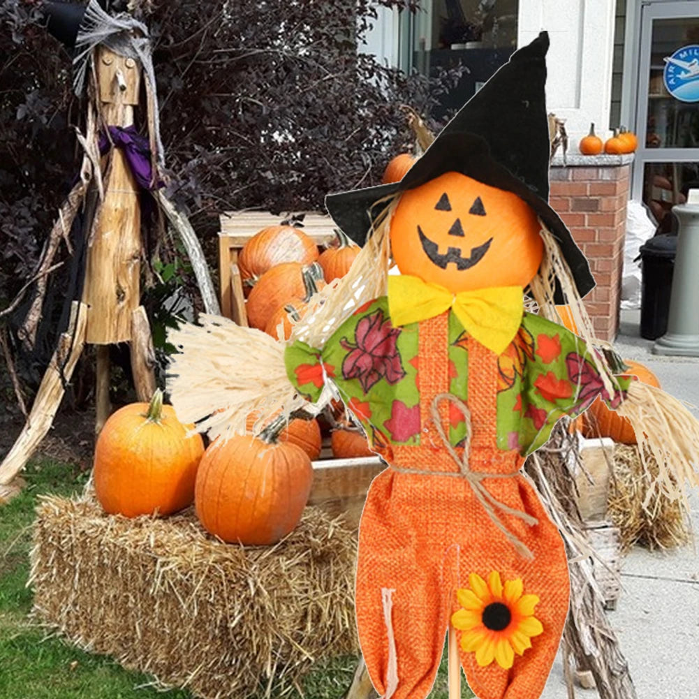 Small Halloween Scarecrow Decoration Fall Harvest Standing Scarecrow Decors Rustic Outdoor Scarecrow Halloween Decor