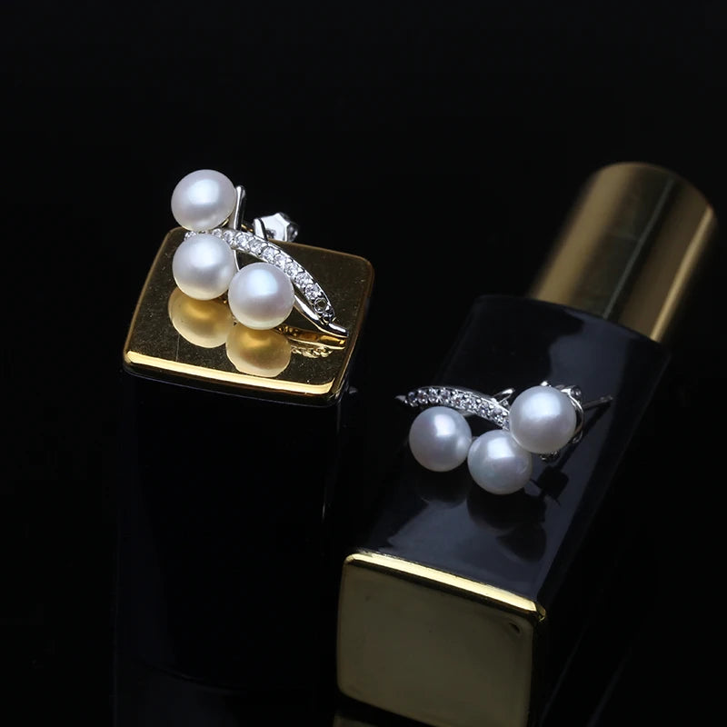 Fashion Real 925 Sterling Silver Earrings,Natural Freshwater Multi Pearl Earrings For Women Wedding Gift - Lootquake